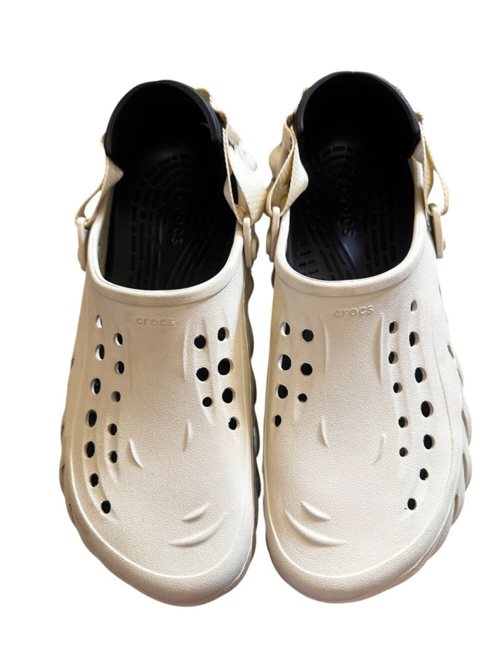CROCS Platform Echo Clog Mens 13 Beige Comfort Slip On Workwear Casual Slippers - Picture 4 of 15
